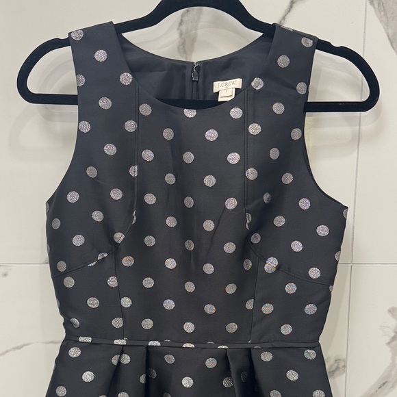 J. Crew NWT Black and Gray Polka Dot Mini Dress - Picture 4 of 7